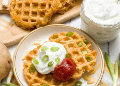 طرز تهیه وافل سیب زمینی بدون بوی تخم مرغ و شل شدن